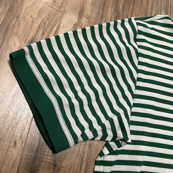Masters Collection Golf Polo Shirt Men's Large 60s Two Ply Green White Striped - Picture 8 of 11